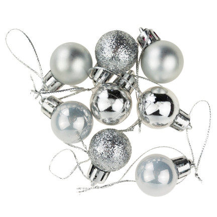 TG63160-1 BOMBKI CHOINKOWE SREBRNE NA CHOINKĘ STROIK BOMBKA 8SZT 2CM NIETŁUKĄCE ZESTA