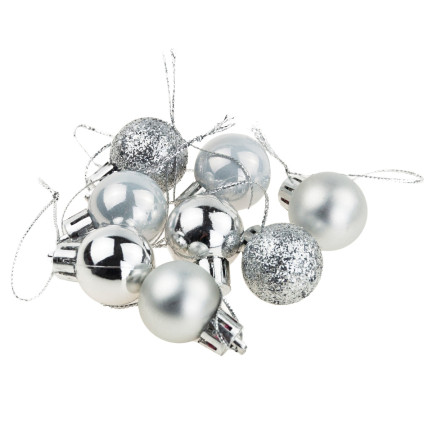 TG63160-1 BOMBKI CHOINKOWE SREBRNE NA CHOINKĘ STROIK BOMBKA 8SZT 2CM NIETŁUKĄCE ZESTA
