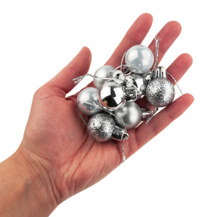 TG63160-1 BOMBKI CHOINKOWE SREBRNE NA CHOINKĘ STROIK BOMBKA 8SZT 2CM NIETŁUKĄCE ZESTA