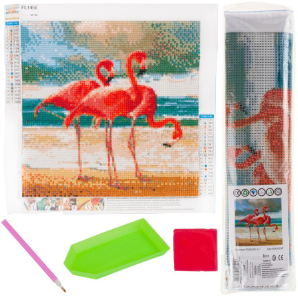 TG64203-13 HAFT DIAMENTOWY Diamond Painting Mozaika Diamentowa FLAMINGI PTAKI 5D