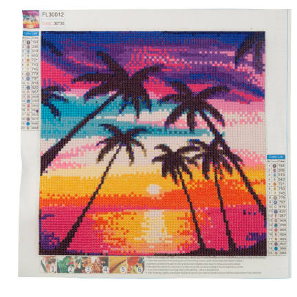 TG64203-17 HAFT DIAMENTOWY PALMY MALOWANIE DIAMENTAMI 3D OBRAZ 3D DIAMOND PAINTING