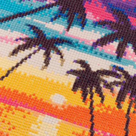 TG64203-17 HAFT DIAMENTOWY PALMY MALOWANIE DIAMENTAMI 3D OBRAZ 3D DIAMOND PAINTING