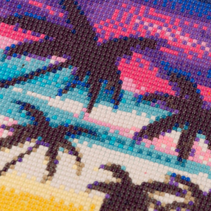 TG64203-17 HAFT DIAMENTOWY PALMY MALOWANIE DIAMENTAMI 3D OBRAZ 3D DIAMOND PAINTING