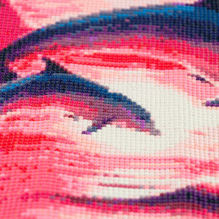 TG64203-7 HAFT DIAMENTOWY MALOWANIE DIAMENTAMI 3D DELFINY