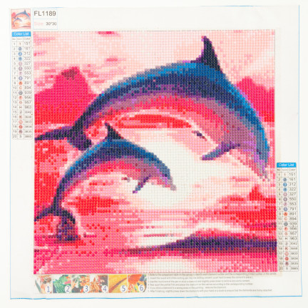 TG64203-7 HAFT DIAMENTOWY MALOWANIE DIAMENTAMI 3D DELFINY