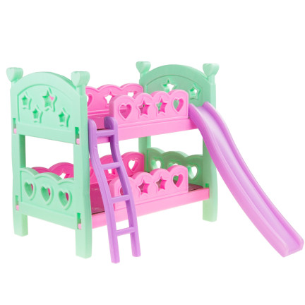 TG64205 ŁÓŻECZKO PIĘTROWE DLA LALEK DRABINKA ŚLIZGAWKA ZABAWKOWE PODWÓJNE BLIŹNIAKI