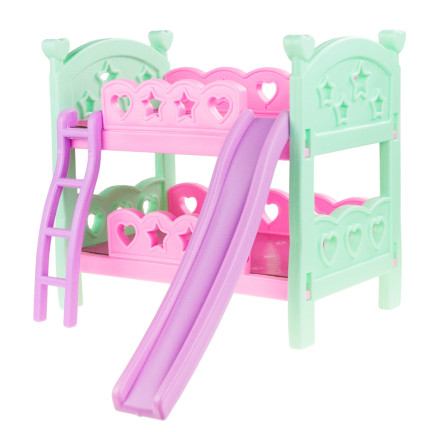 TG64205 ŁÓŻECZKO PIĘTROWE DLA LALEK DRABINKA ŚLIZGAWKA ZABAWKOWE PODWÓJNE BLIŹNIAKI