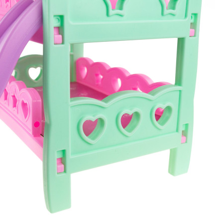 TG64205 ŁÓŻECZKO PIĘTROWE DLA LALEK DRABINKA ŚLIZGAWKA ZABAWKOWE PODWÓJNE BLIŹNIAKI