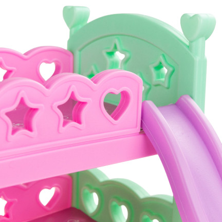 TG64205 ŁÓŻECZKO PIĘTROWE DLA LALEK DRABINKA ŚLIZGAWKA ZABAWKOWE PODWÓJNE BLIŹNIAKI