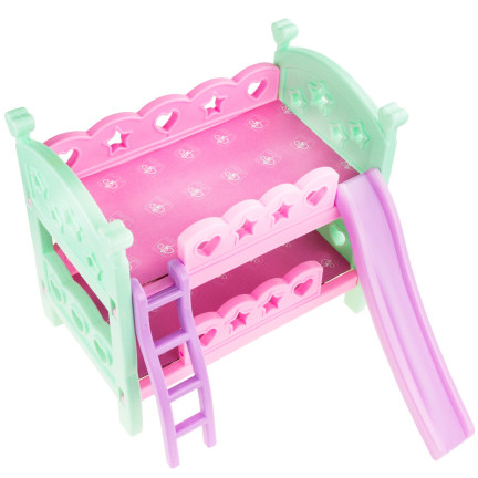 TG64205 ŁÓŻECZKO PIĘTROWE DLA LALEK DRABINKA ŚLIZGAWKA ZABAWKOWE PODWÓJNE BLIŹNIAKI