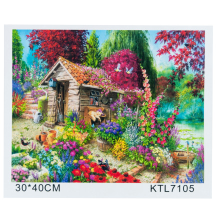 TG64616-3 OBRAZ DO MALOWANIA PO NUMERACH BEZ RAMY 30x40 WIEJSKI DOMEK