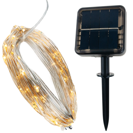 TG64619 LAMPKI SOLARNE NA DRUCIKU CIEPŁE BIAŁE OGRODOWE BALKONOWE 100 LED DEKORACYJNE