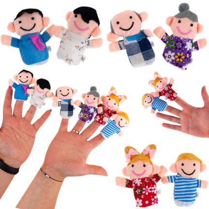 TG64628 PACYNKI PLUSZOWE PALCZATKI 6SZT. RODZINA TEATRZYK ZESTAW KUKIEŁEK NA PALCE