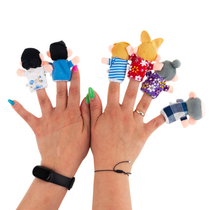 TG64628 PACYNKI PLUSZOWE PALCZATKI 6SZT. RODZINA TEATRZYK ZESTAW KUKIEŁEK NA PALCE