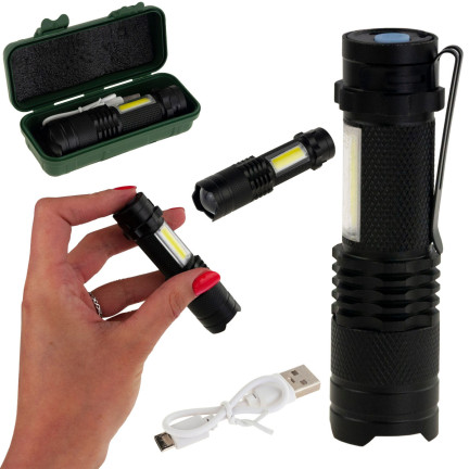 TG64636 LATARKA TAKTYCZNA LED ZOOM CREE DIODA Q5 z USB + etui