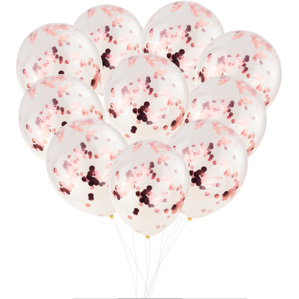 TG66226-2 BALONY Z KONFETTI 100 PRZEZROCZYSTE CONFETTI ROSE RÓŻOWE URODZINY ŚLUB