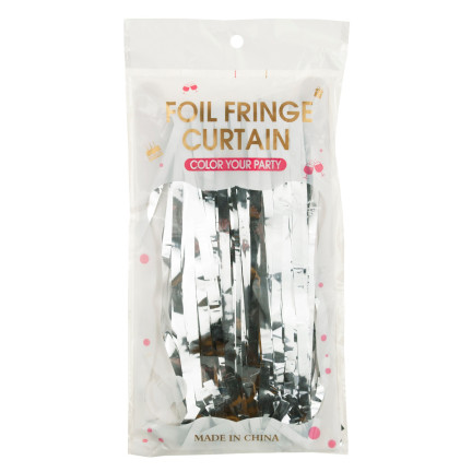 TG66229-1 KURTYNA FOLIOWA SREBRNA DEKORACYJNA URODZINY ŚLUB