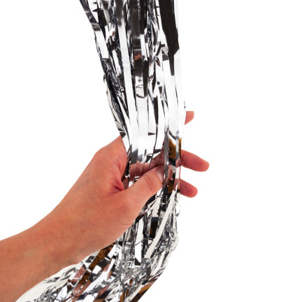 TG66229-1 KURTYNA FOLIOWA SREBRNA DEKORACYJNA URODZINY ŚLUB