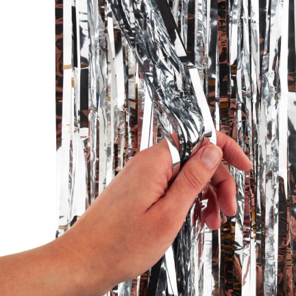 TG66229-1 KURTYNA FOLIOWA SREBRNA DEKORACYJNA URODZINY ŚLUB