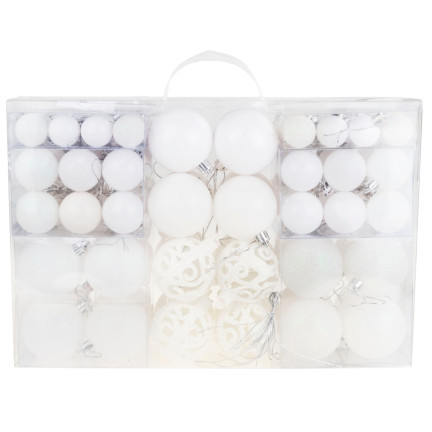 TG66272-1 BOMBKI CHOINKOWE białe ZESTAW XXL 100szt WZORY bombka BOMBEK 6/4/3cm