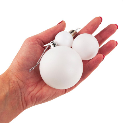 TG66272-1 BOMBKI CHOINKOWE białe ZESTAW XXL 100szt WZORY bombka BOMBEK 6/4/3cm