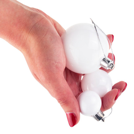 TG66272-1 BOMBKI CHOINKOWE białe ZESTAW XXL 100szt WZORY bombka BOMBEK 6/4/3cm