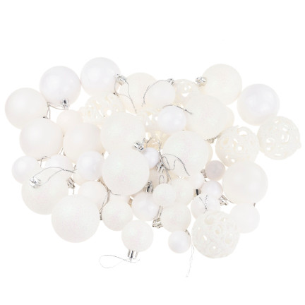 TG66272-1 BOMBKI CHOINKOWE białe ZESTAW XXL 100szt WZORY bombka BOMBEK 6/4/3cm