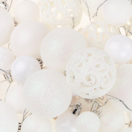 TG66272-1 BOMBKI CHOINKOWE białe ZESTAW XXL 100szt WZORY bombka BOMBEK 6/4/3cm
