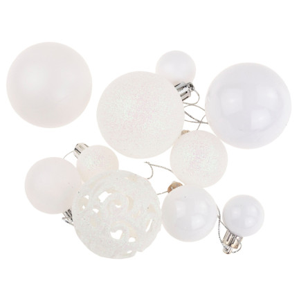 TG66272-1 BOMBKI CHOINKOWE białe ZESTAW XXL 100szt WZORY bombka BOMBEK 6/4/3cm