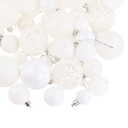 TG66272-1 BOMBKI CHOINKOWE białe ZESTAW XXL 100szt WZORY bombka BOMBEK 6/4/3cm