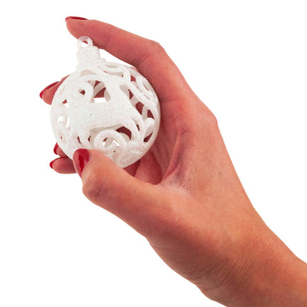 TG66272-1 BOMBKI CHOINKOWE białe ZESTAW XXL 100szt WZORY bombka BOMBEK 6/4/3cm