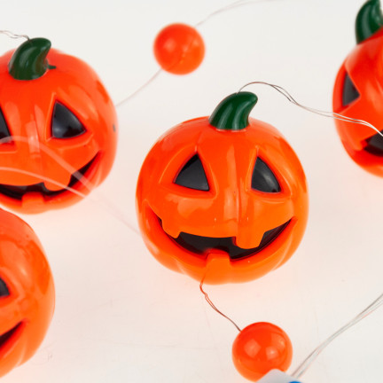 Girlanda dynie Halloween, pomarańczowy, świecący łańcuch led, w dynie, 5szt., długość 110cm