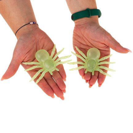 Sztuczne pająki, fluorescencyjne, świecące w ciemności, dekoracje Halloween, zestaw 4szt.