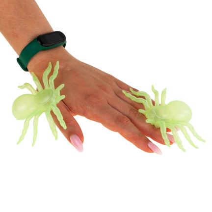 Sztuczne pająki, fluorescencyjne, świecące w ciemności, dekoracje Halloween, zestaw 4szt.