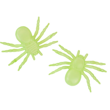 Sztuczne pająki, fluorescencyjne, świecące w ciemności, dekoracje Halloween, zestaw 4szt.