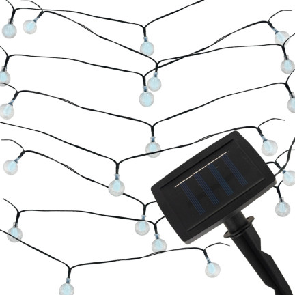 Girlanda solarna, lampki solarne, zimne białe, łańcuch 20led, 5m