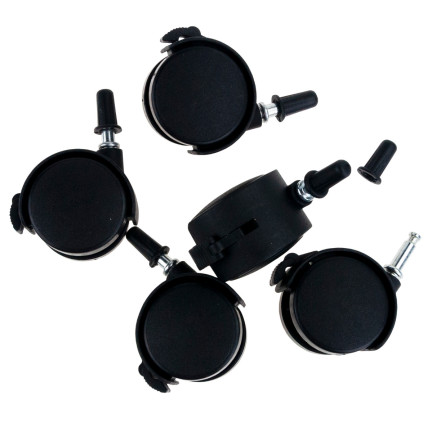 TG66800 KÓŁKA MEBLOWE OBROTOWE GUMOWE KÓŁKO DO FOTELA SZAFKI ZESTAW 5 SZTUK CZARNE