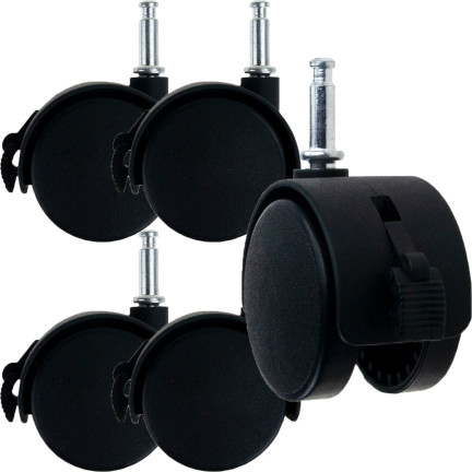 TG66800 KÓŁKA MEBLOWE OBROTOWE GUMOWE KÓŁKO DO FOTELA SZAFKI ZESTAW 5 SZTUK CZARNE