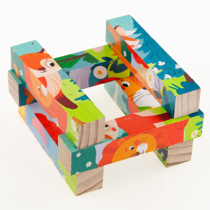 TG67009 PUZZLE KLOCKI UKŁADANKA DREWNIANA ZWIERZĘTA 4W1 ZOO SAFARI EDUKACYJNE