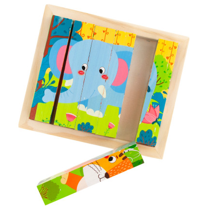 TG67009 PUZZLE KLOCKI UKŁADANKA DREWNIANA ZWIERZĘTA 4W1 ZOO SAFARI EDUKACYJNE
