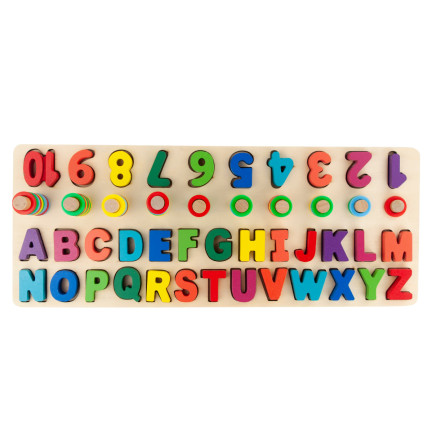 TG67011 DREWNIANA UKŁADANKA SORTER MONTESSORI ALFABET CYFRY NAUKA