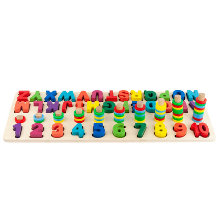 TG67011 DREWNIANA UKŁADANKA SORTER MONTESSORI ALFABET CYFRY NAUKA