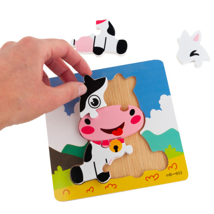 TG67017 UKŁADANKA DREWNIANA PUZZLE KRÓWKA EDUKACYJNA KLOCKI