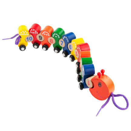 TG67019 POCIĄG DREWNIANY GĄSIENICA EDUKACYJNA UKŁADANKA NAUKA CYFRY