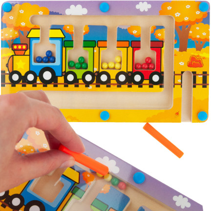 TG67022 DREWNIANY MAGNETYCZNY LABIRYNT POCIĄG MONTESSORI