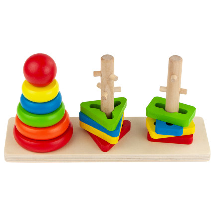 TG67023 SORTER UKŁADANKA LOGICZNO ZRĘCZNOŚCIOWA DREWNIANA KSZTAŁTY WIEŻA KLOCKI