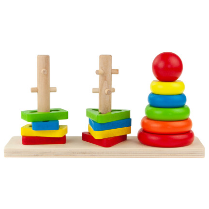 TG67023 SORTER UKŁADANKA LOGICZNO ZRĘCZNOŚCIOWA DREWNIANA KSZTAŁTY WIEŻA KLOCKI