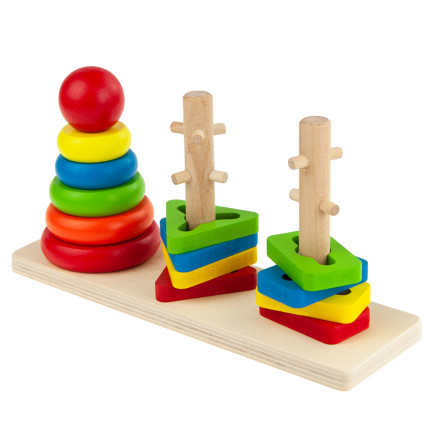 TG67023 SORTER UKŁADANKA LOGICZNO ZRĘCZNOŚCIOWA DREWNIANA KSZTAŁTY WIEŻA KLOCKI