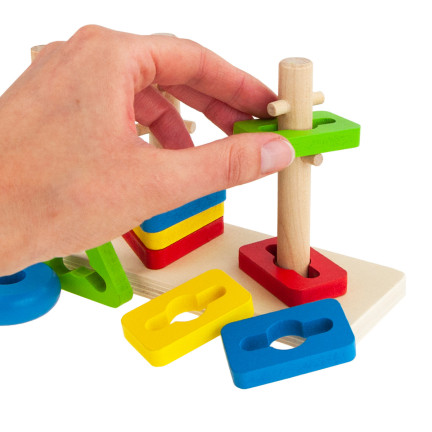 TG67023 SORTER UKŁADANKA LOGICZNO ZRĘCZNOŚCIOWA DREWNIANA KSZTAŁTY WIEŻA KLOCKI
