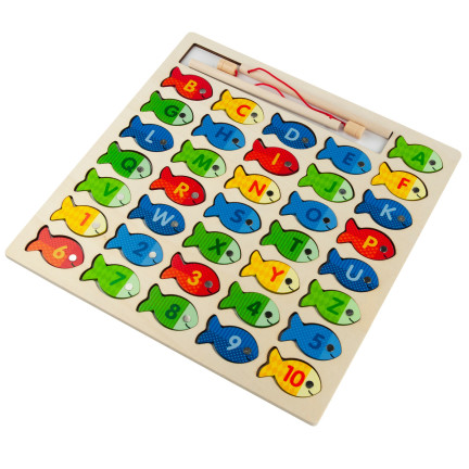 TG67024 GRA ŁOWIENIE RYBEK DREWNIANE RYBKI NAUKA UKŁADANKA ALFABETU LITERY PUZZLE